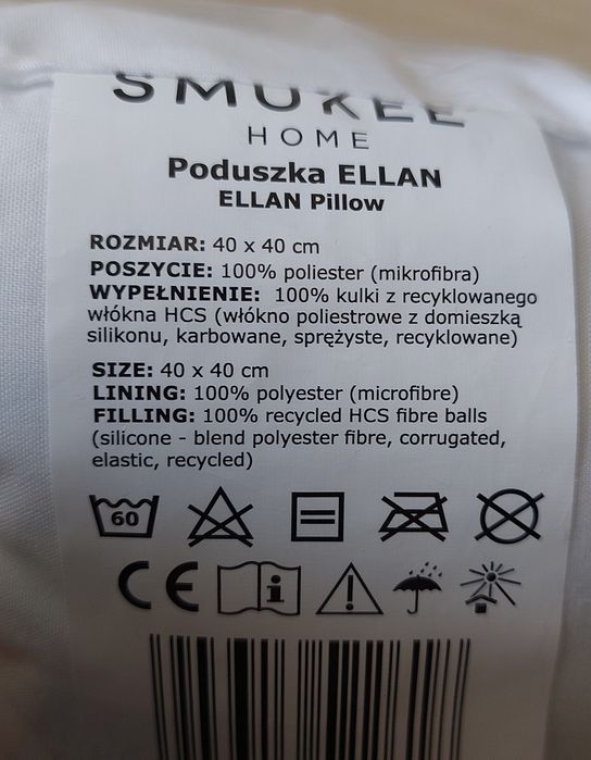 Nowa poduszka Ellan do spania 40x40 wyrób medyczny antyalergiczna  jas