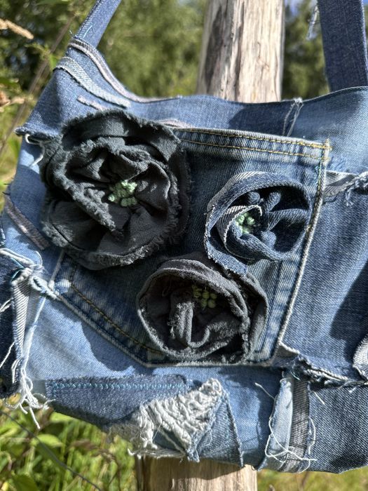 Torba listonoszka z jesnu patchwork denim