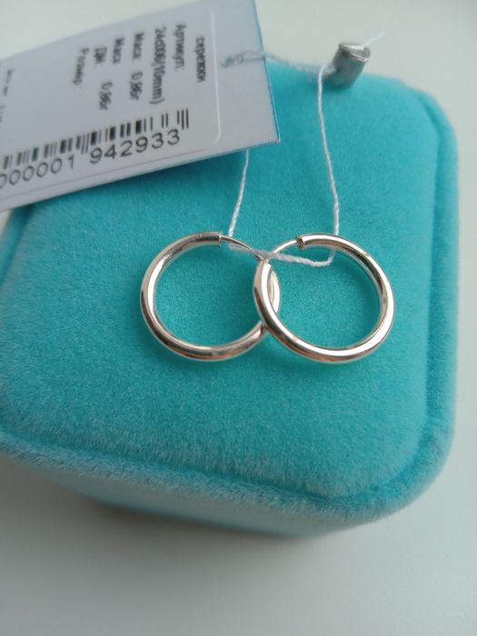Серебряные серьги Конго 1 см маленькие сережки кольца серебро 925 проба