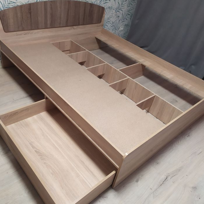 Кровать Астория 160х200 с двумя ящиками, Дуб Сонома,Трюфель