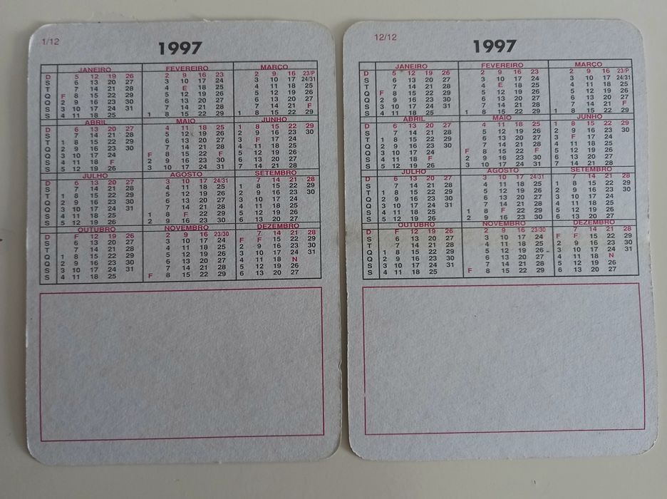 Coleção de 12 Calendários de bolso numerados com o tema "Cavalos"