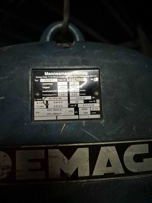 Podnośnik warsztatowy Demag 1000 kg