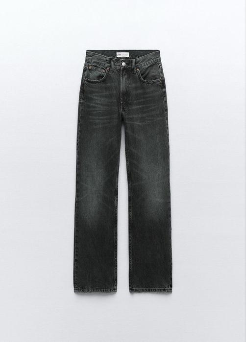 Сірі графітові джинси zara straight прямі прямые серые джинсы 34 36 S