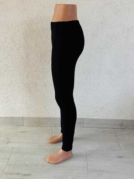 Чорні базові лосіни для вагітних m в рубчик легінси восока посадка