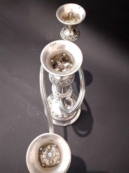 Świecznik plater 3-ramienny angielski sygnowany