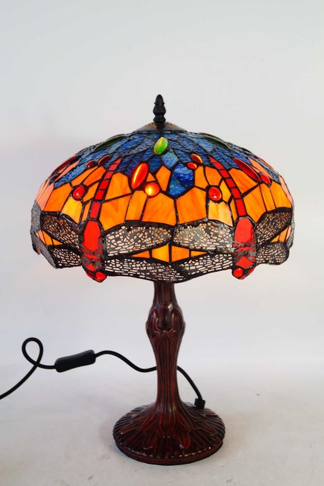 Lampka witrażowa piękne kolory styl tiffany biuro gabinet 3