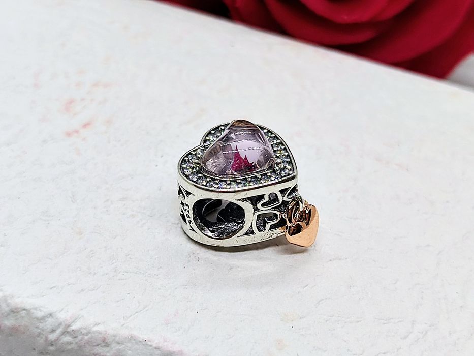 Charm's serce z zawieszką rose gold dla Mamy S925