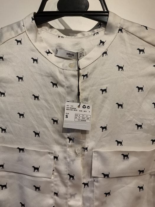 Mango bluzka damska rozm S, biała, wzór, nowa