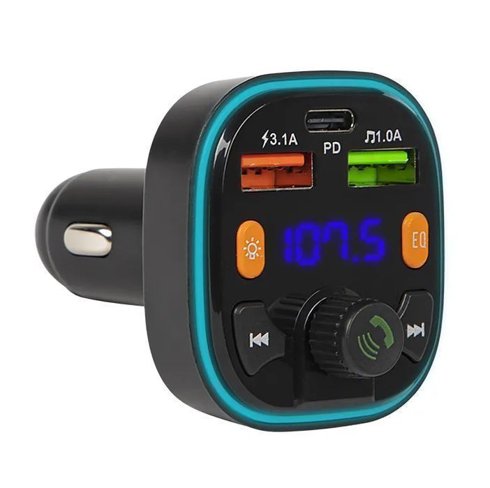 Podświetlany transmiter FM Bluetooth 5.0 USB QC USB-C PD 20W 74-170#