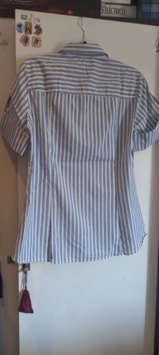 Camisa/blusa branca e azul claro, M - Zara