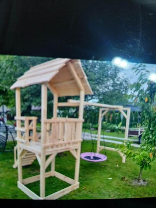 Domek plac zabaw hustawka piaskownica