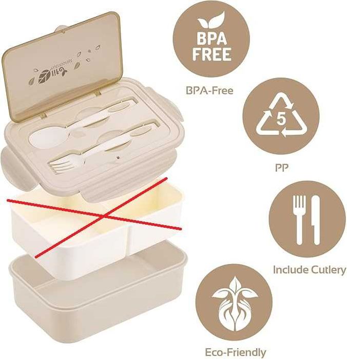 Pudełko na lunch 1400 ml w zestawie sztućce do szkoły i pracy