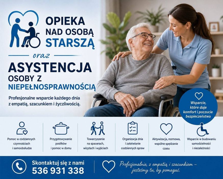 Opieka nad osobą starszą Asystencja osób z niepełnosprawnoscią