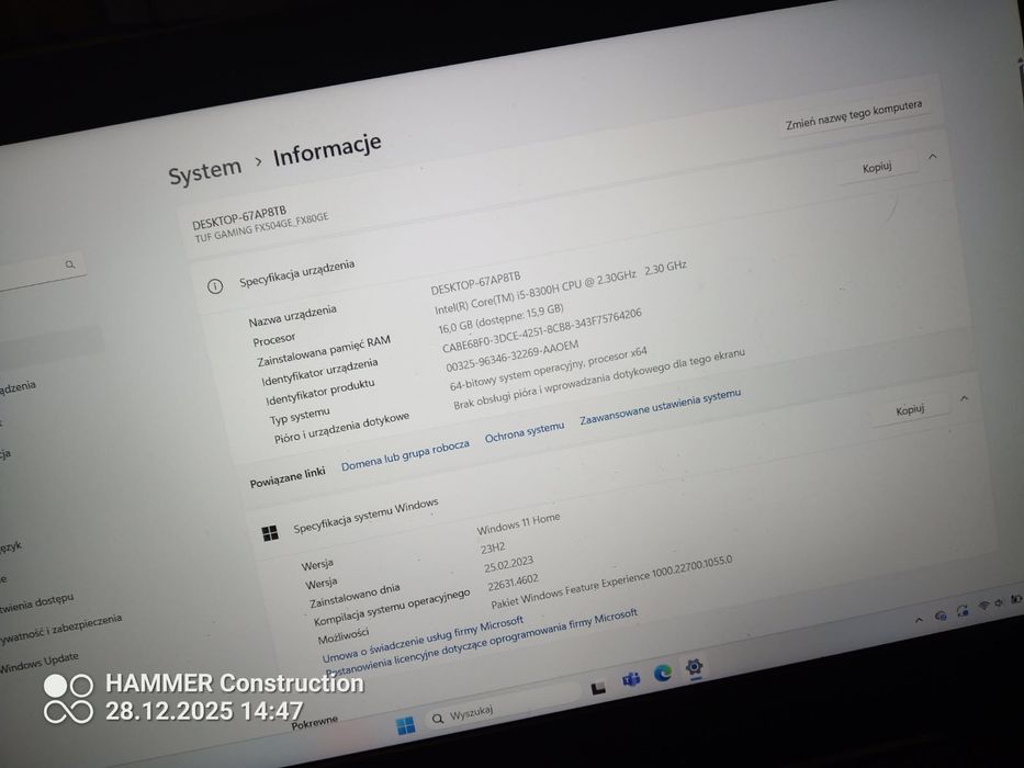 Laptop Asus TUF Gaming