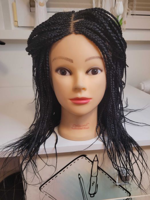 Czarna peruka warkoczyki lace front
