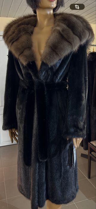 Рр с-м. 44-46. Норковая шуба BlackGlama капюшен SOBOL