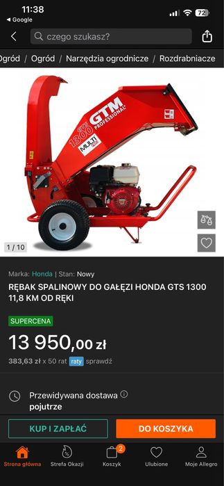 Rębak do galezi GTM 1300 profesjonalny, spalinowy , duzy , Piękny  stan