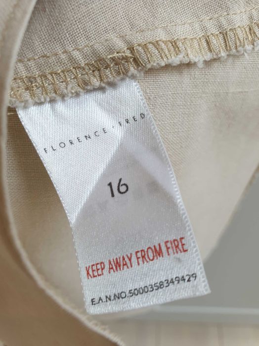 Beżowa lniana bluzka koszula bez rękawów F&F len 44