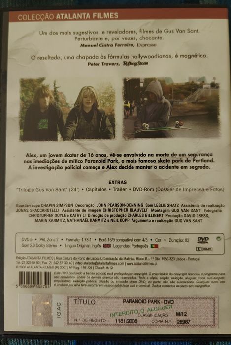 Paranoid Park - DVD 2007  - em excelente estado