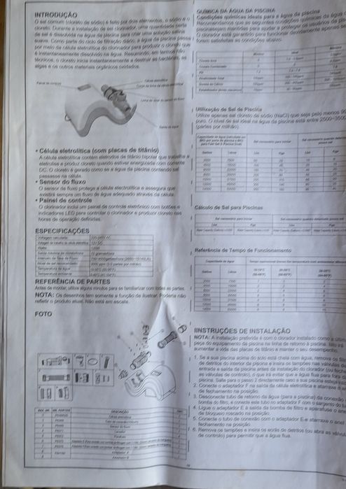 Clorador salino da bestway modelo 58216 para piscina exterior