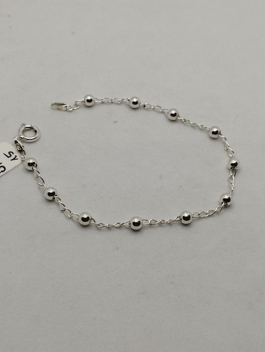 Srebrna bransoletka z kulkami, próba 925, długość 19 cm