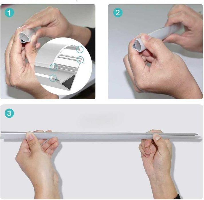 Chesbung 10x Profil LED Aluminiowy V 1m z Osłonami i Akcesoriami