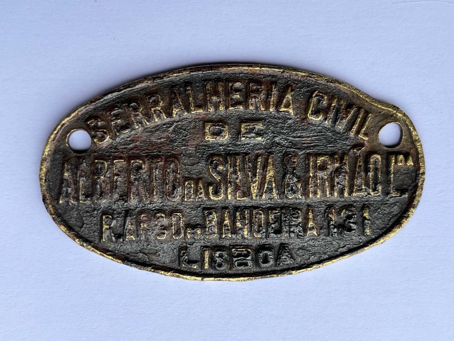 Chapa publicitária antiga em latão