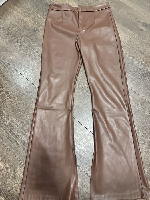 штани шкіряні коричневі розмір М bershka mango zara reserved