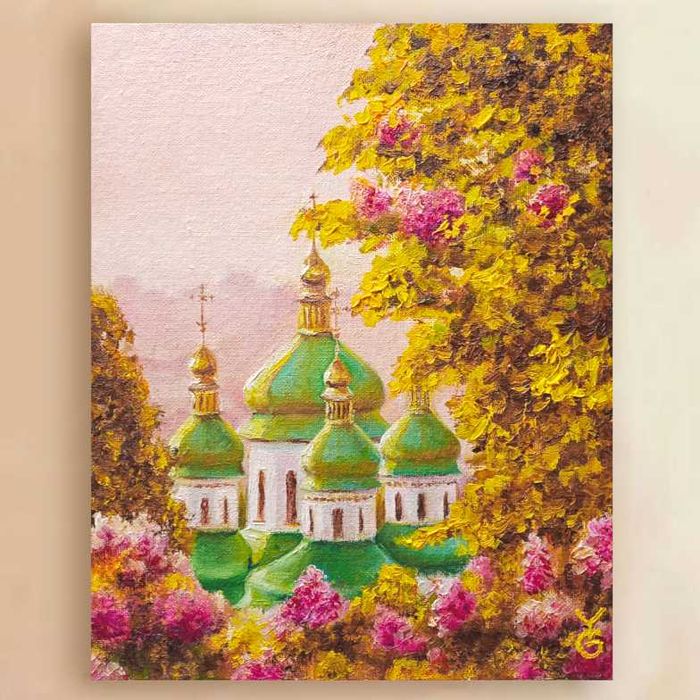 Картина Видубицький монастир олійний живопис Україна картина олією