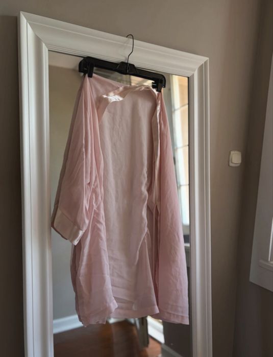 Delikatny satynowy szlafrok kimono Josie | Pudrowy róż
