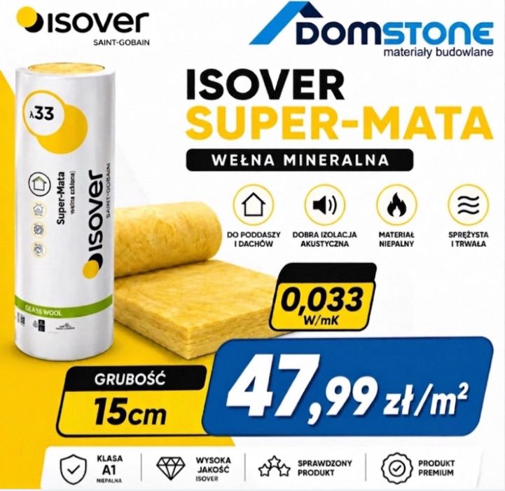 Wełna mineralna 0,033 033 supermata isover
