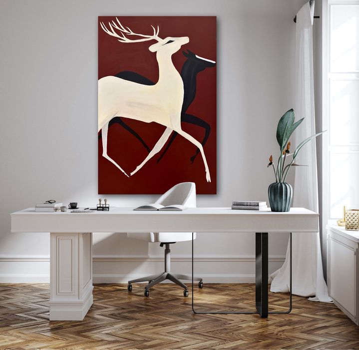 Стильна картина олені бордо тренд абстракція