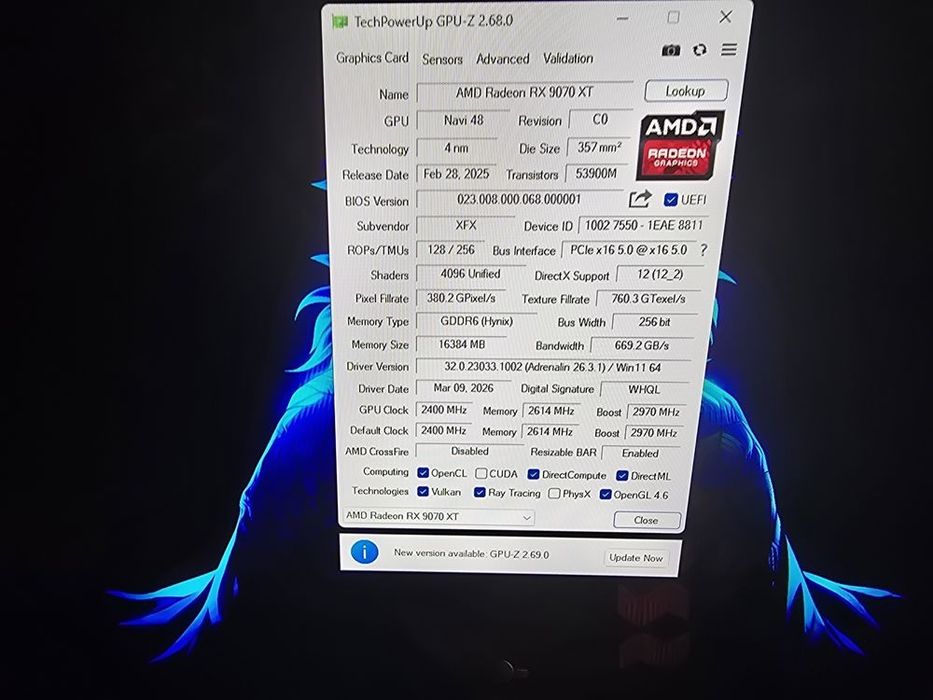 Placa Gráfica XFX SWIFT RX 9070 XT 16GB