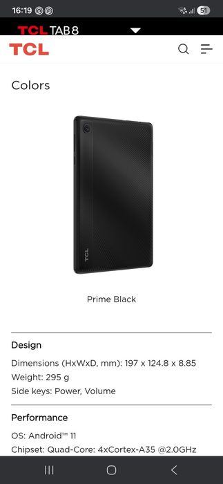 Tablet Preto TCL