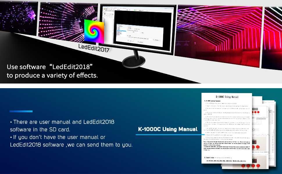 Kontroler LED K1000C WS2812B WS2811 SD DIY Efekty LEDEdit 823