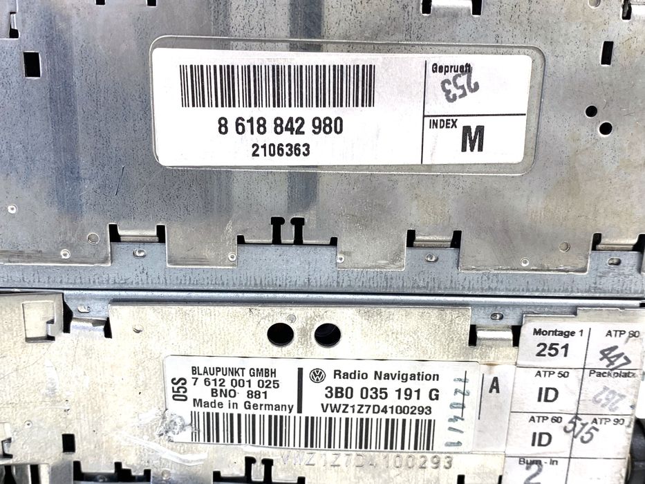RADIO VW PASSAT B5 FL 3B0035191G 00-05 ODTWARZACZ MULTIMEDIA, STEREO