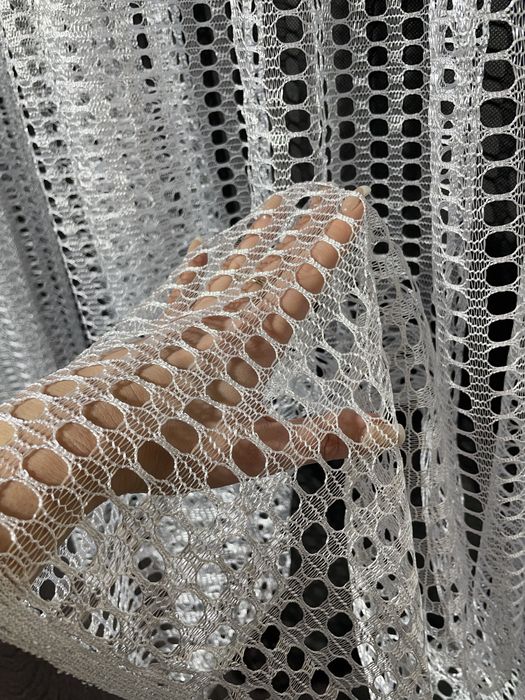 Гардина крупная сетка, белая тюль соты