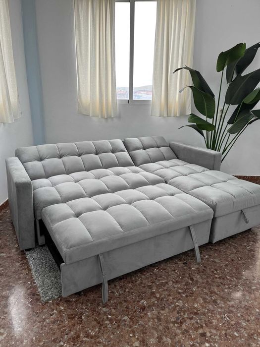 sofá-cama com chaise longue e arrumação envió gratis