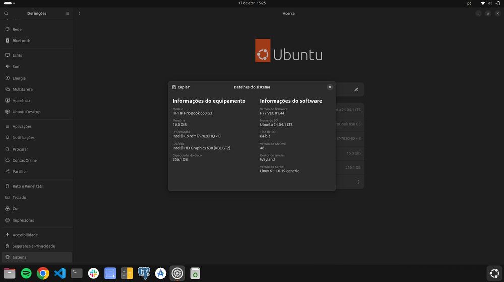 Portátil HP Probook 650 G3 i7-7820HQ 16gb