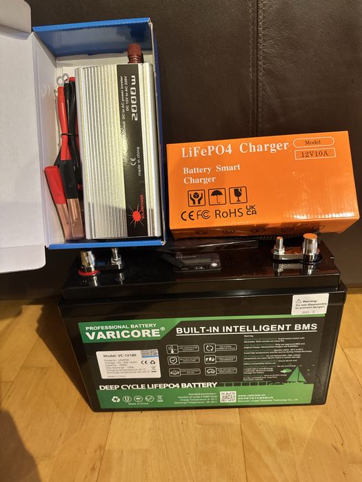 Комплект LiFePO4 12V 180Ah: акумулятор + інвертор + зарядка 10А