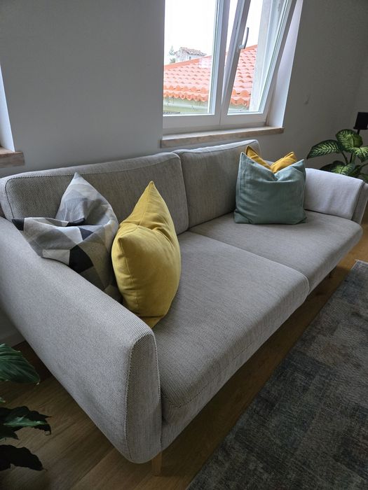 Sofá de 3 lugares cinzento/bege