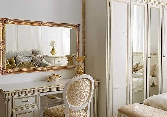 Lustro ścienne Rococo Shabby Chic 140x75 cm Extra duże z litego drewna