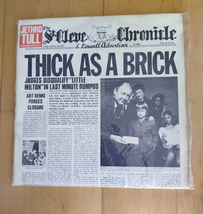 Disco de Vinil LP "Jethro Tull - Thick as a Brick" 1972 - Escasso