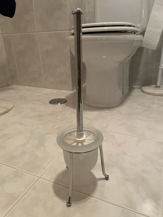 Utensilio de casa de banho - piaçaba vidro fosco com suporte de chão