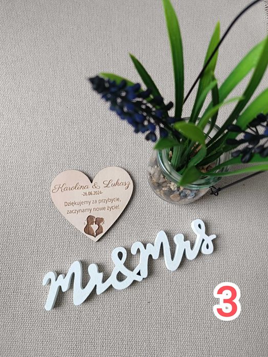 ŚLUB WESELE podziękowania dla gości magnes serce