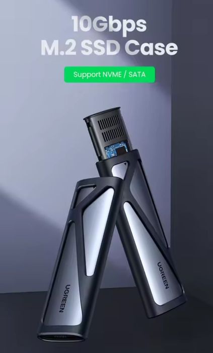 Ugreen 10902 зовнішня кишеня для M.2 SSD 10Gbps NVMe/SATA