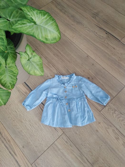 Bluzeczka koszula niebieska dziewczynka 74
