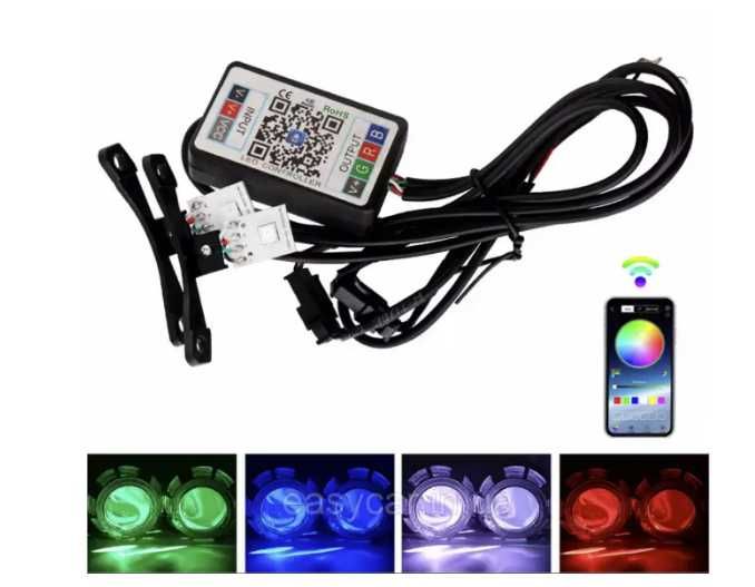 RGB led подсветка в линзу фары автомобиля 2.5-3 дюйма Глазки дьявола