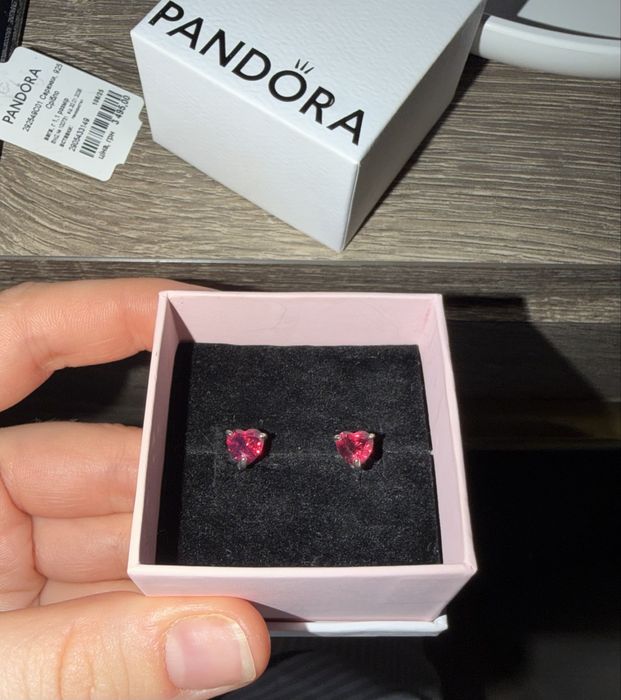 Сережки "Червоне серце" Pandora