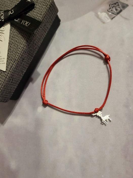 Bransoletka szczęścia srebro 925 renifer + pudełko prezent